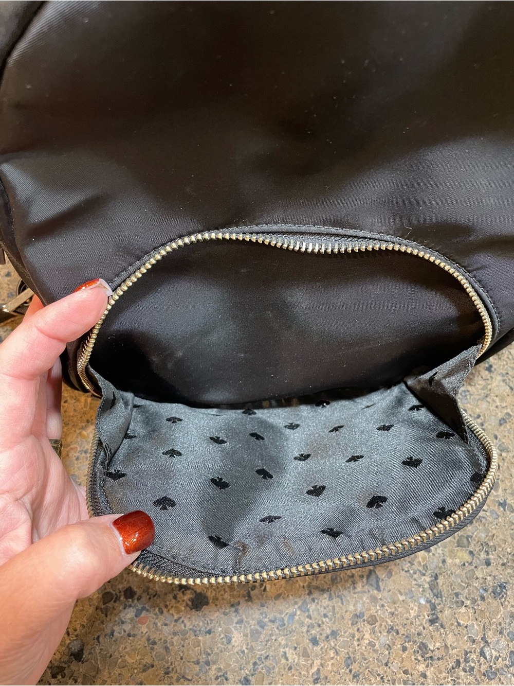 kate spade Retro Modern Black Dawn Medium Backpack Nylon Lightweight Coquette - Picture 7 of 15